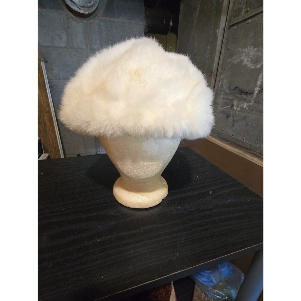 Beret Hat Womens OS White Vintage Elastic Inner Sweatband Stretch